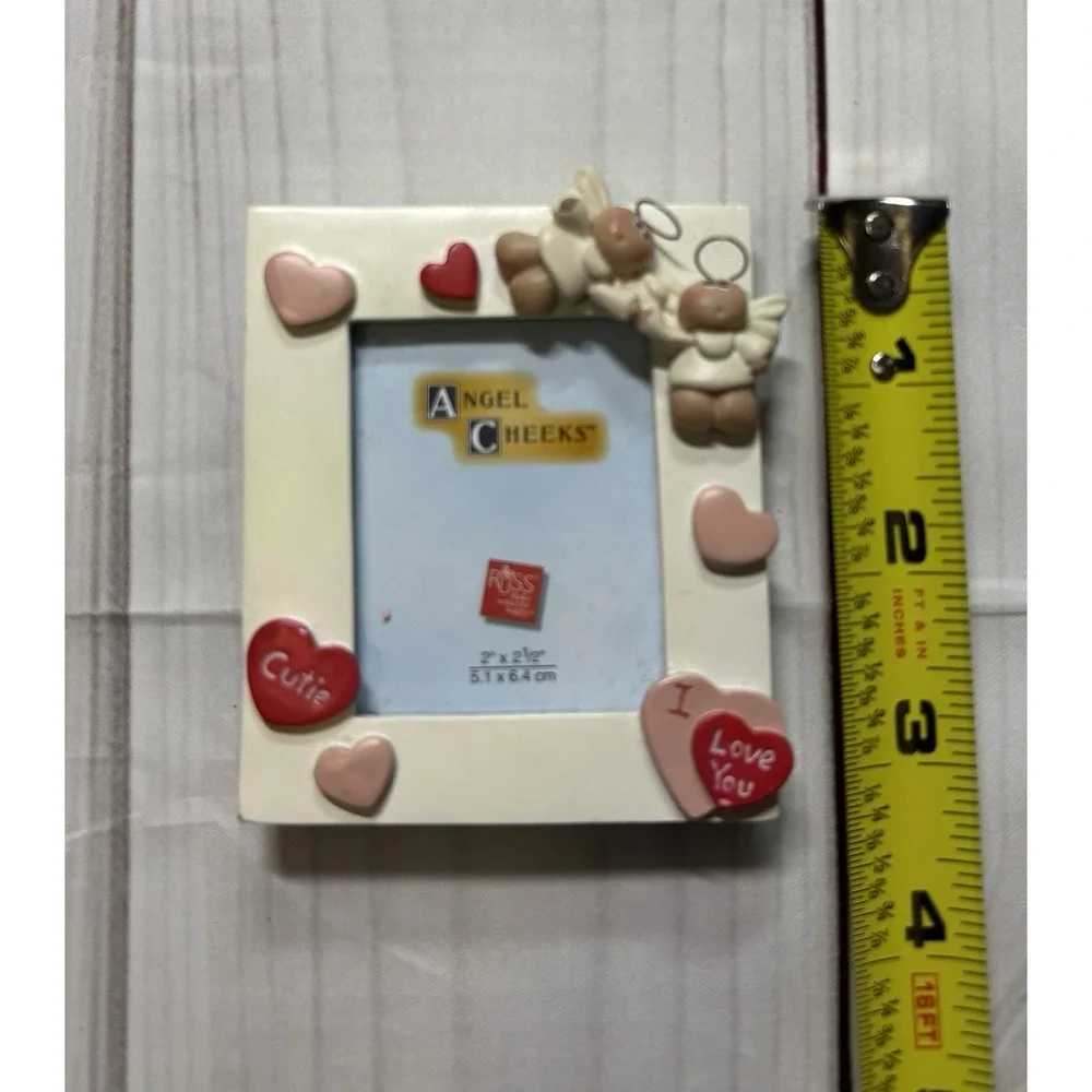 Russ Berrie Angel Cheeks Mini Photo Frame Hearts Valentines Day Love Decor Vtg